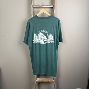 Vintage 70s Ski Colorado Green Faded Single Stitch T shirt size‎ 2XL, USA